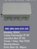 Caixa derivação IP65 sem bucins 80x44x35mm cinza