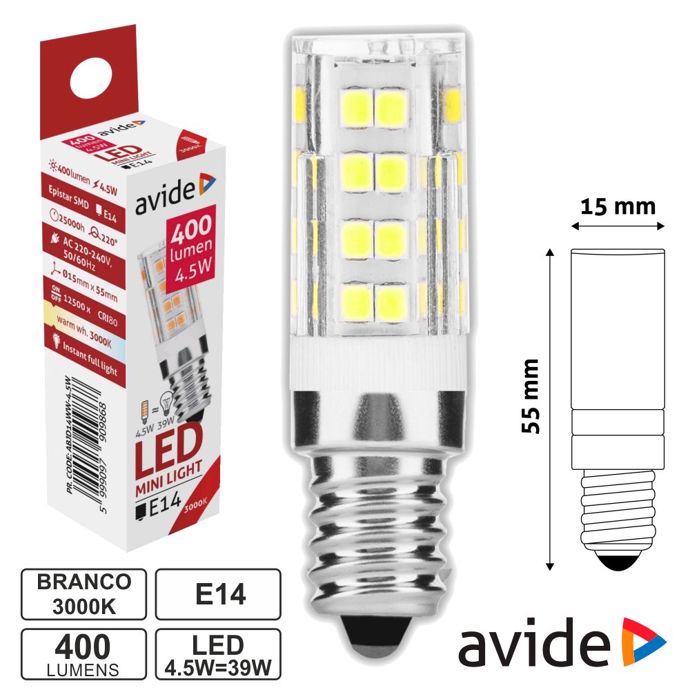 Lampada led E14 JD 4.5W 230V 3000K 420Lm Avide