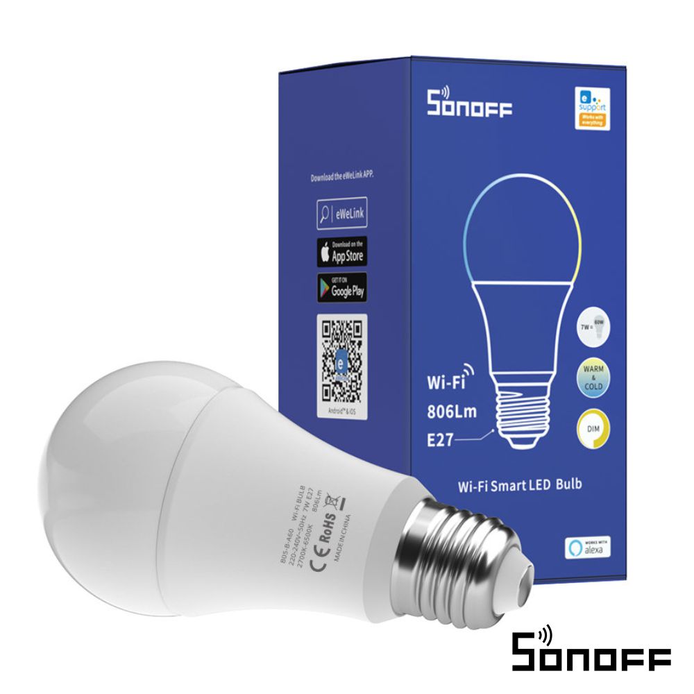 Lampada led E27 9W 230V 806Lm 2700K-6500K WIFI SONOFF