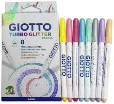 MARCADOR TURBO GLITTER PASTEL 8UN GIOTTO