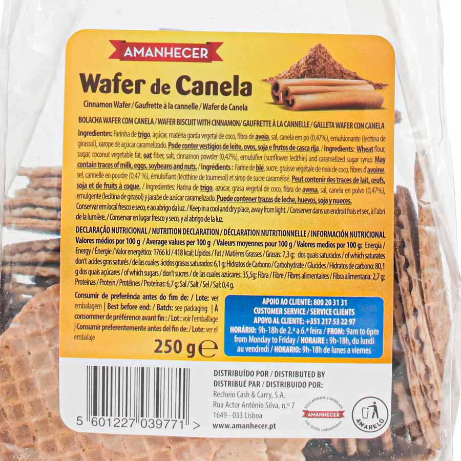 WAFER DE CANELA AMANHECER 250g