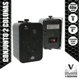 Conjunto de 2 colunas Abs 4" 10W pretas VSOUND