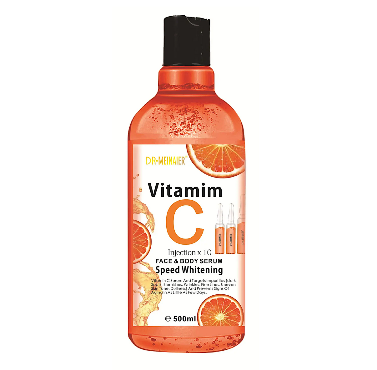 DR MEINAIER SÉRUM ROSTO E CORPO VITAMINA C INJEÇÃO X 10 CLAREAMENTO RÁPIDO 500ML