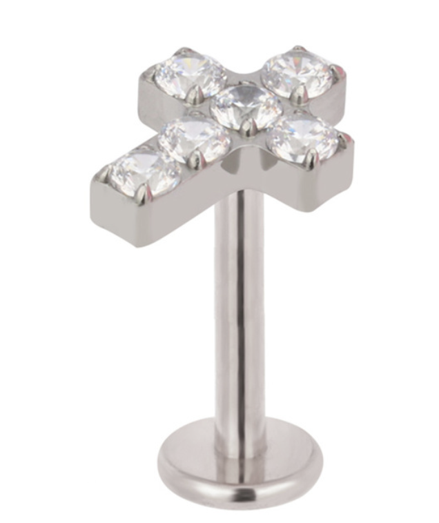 Piercing Cruz com zirconia