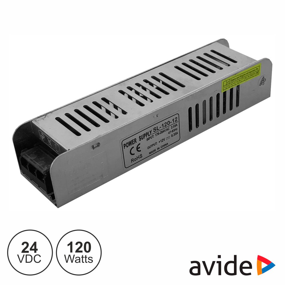 Fonte de alimentação industrial slim 24V 120W IP20 AVIDE