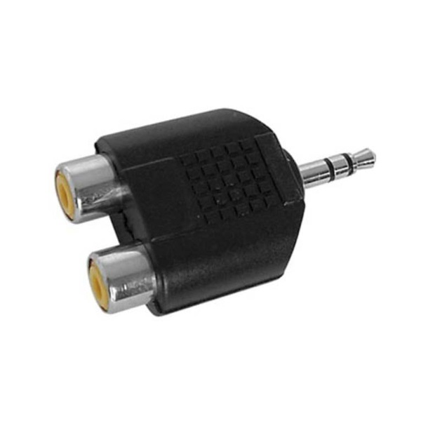 Ficha adaptadora jack 3.5mm macho 2 RCA femea