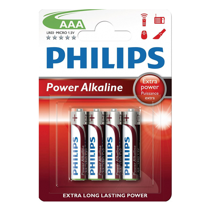 Pilha Philips Alcalina AAA X 4 Unidades