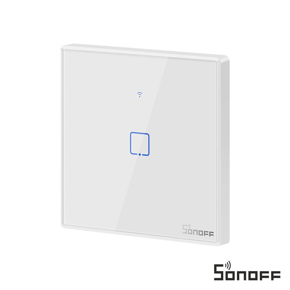 Interruptor smart WiFi+RF e touch em vidro de encastrar - Sonoff T2EU1C-TX