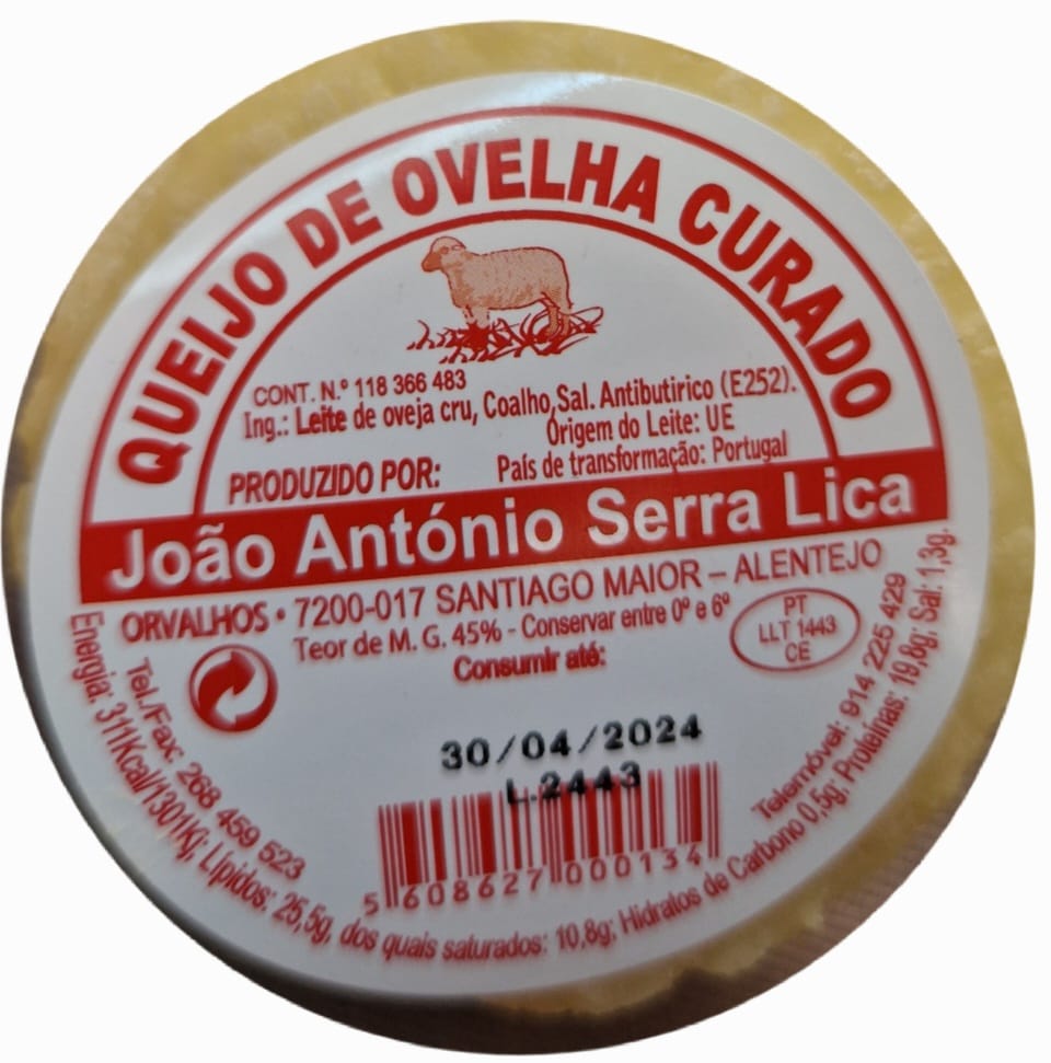 QUEIJO OVELHA CURADO "J.ANT. SERRA LICA" 