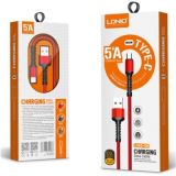 CABO LDNIO USB PARA USB-C 1M 5A FAST CHARGING BLACK/RED