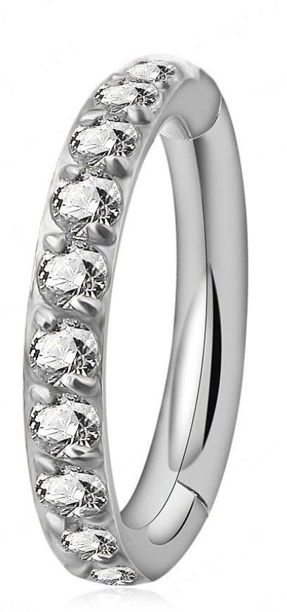 Argola segmentada clicker com zircônias - Piercing titânio  