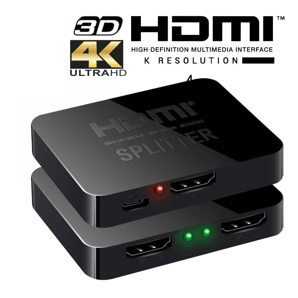 Distribuidor HDMI 1 entrada 2 saídas 4K ultra HD