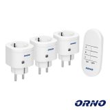 Conjunto 3 tomadas elétricas c/comando s/fios ORNO