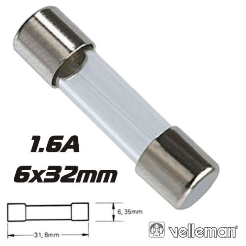 Fusivel de vidro rápido Ø5x20mm 1.6A 250VAC