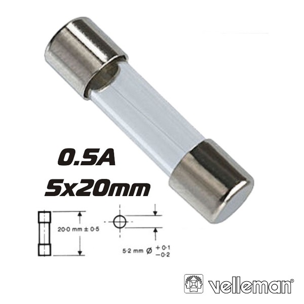 Fusível de fusão rápida 0.5A 6x32mm