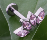 Cascata com 4 zircônias Pink titanio 