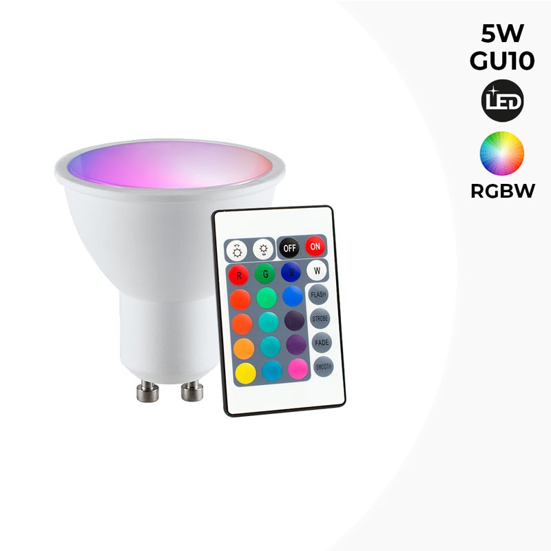 Lampada led GU10 RGBWW 5W c/controle remoto