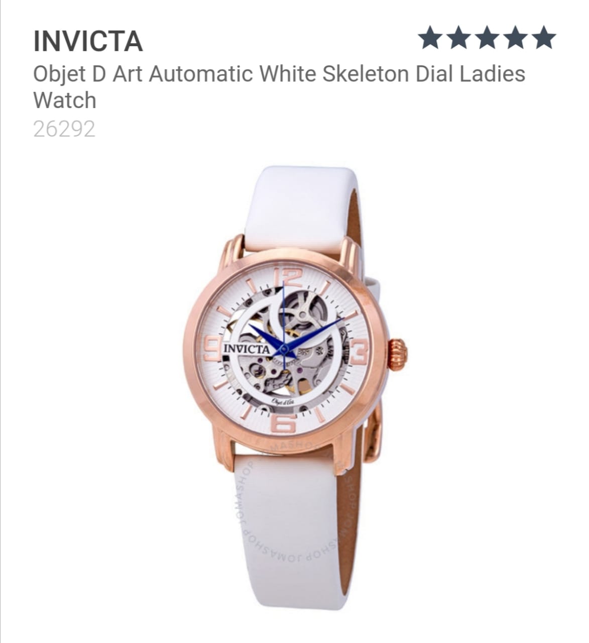 Invicta Objet D Art Automatic White Skeleton Dial Ladies