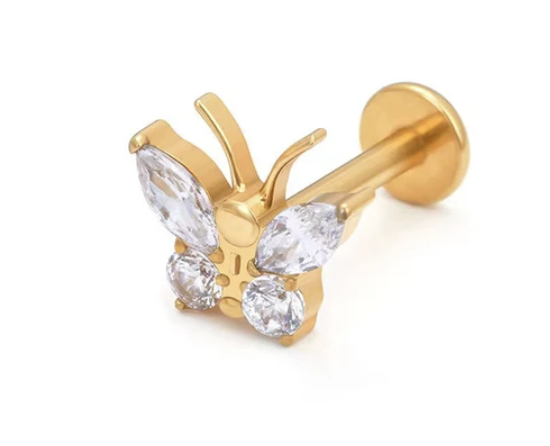 Piercing Borboleta Antena Gold